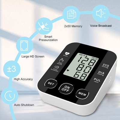 One Click Operation Portable LCD Digital Display Voice Broadcast Blood Pressure Monitor