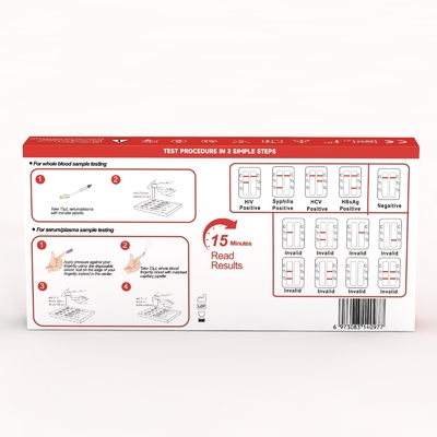 HIV-HCV-HBsAg-Syphilis Combo Test，15-Minutes Home Antigen Rapid Test Kit with 99% Accuracy ISO and CE Certified
