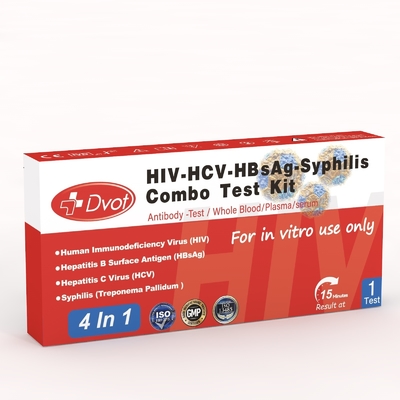 HIV-HCV-HBsAg-Syphilis Combo Test，15-Minutes Home Antigen Rapid Test Kit with 99% Accuracy ISO and CE Certified